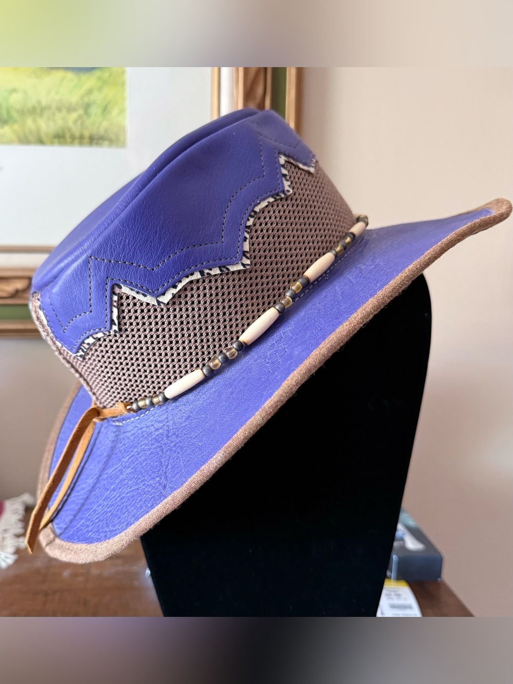 Sabbatini Sierra Leather Cowgirl Hat Purple Brown Mesh Western Women’s Med USA
